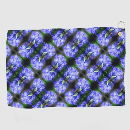 Blue Gentian Flower Abstract Pattern Golfhanddoek (Horizontaal)
