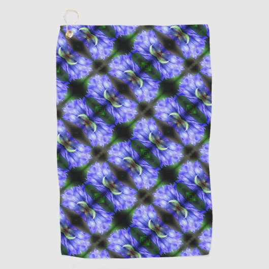 Blue Gentian Flower Abstract Pattern Golfhanddoek (Voorkant)