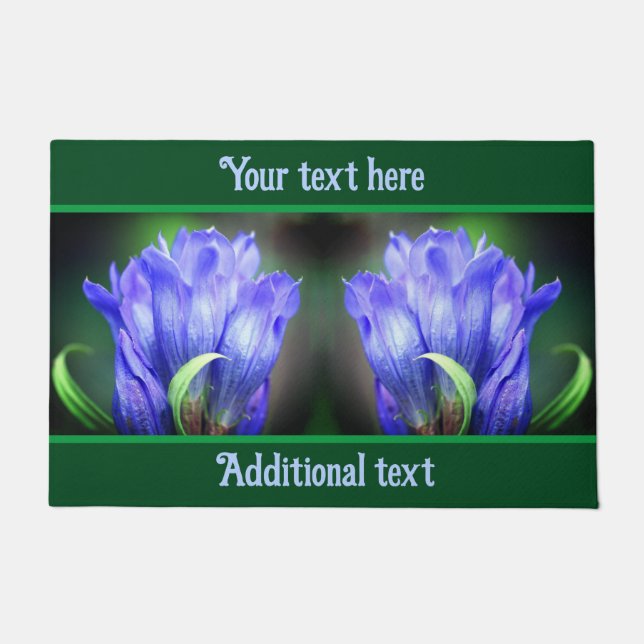 Blue Gentian Flower Personalized Deurmat (Voorkant)