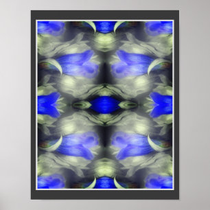 Blue Gentian Flower Vermenigvuldigde Abstracte Nat Poster