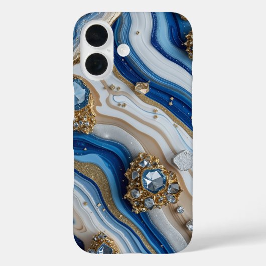 Blue Geode Gemstone with Gold Crystals – Luxury Case-Mate iPhone Case (Achterkant)