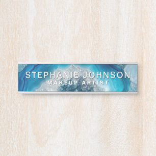 Blue Geode Rock Mineral Agate Crystal Afbeelding Deurbordje