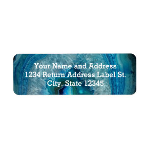 Blue Geode Rock Mineral Agate Crystal Afbeelding Etiket