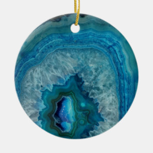 Blue Geode Rock Mineral Agate Crystal Afbeelding Keramisch Ornament