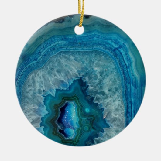 Blue Geode Rock Mineral Agate Crystal Afbeelding Keramisch Ornament (Voorkant)
