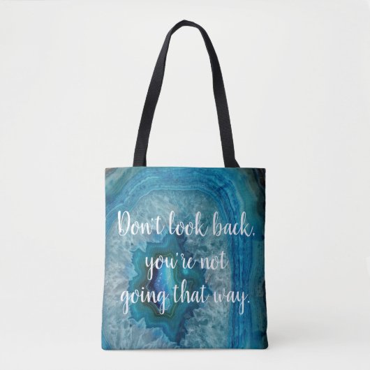 Blue Geode Rock Mineral Agate Crystal Quote Custom Tote Bag (Voorkant)