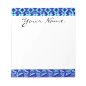 Blue Geometric Abstract Aztec Tribal Print Pattern Notitieblok (Voorkant)