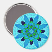 Blue Geometric Art Flower Magnet Magneet (Voorkant / Achterkant)
