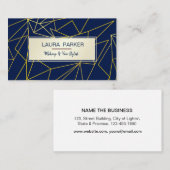 Blue Geometric Gold faux Professional Construction Visitekaartje (Voorkant / Achterkant)
