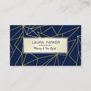Blue Geometric Gold faux Professional Construction Visitekaartje
