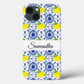 Blue Geometric Lemon Tile Case-Mate iPhone Case (Achterkant)