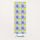 Blue Geometric Lemon Tile Yogamat (Achterkant)