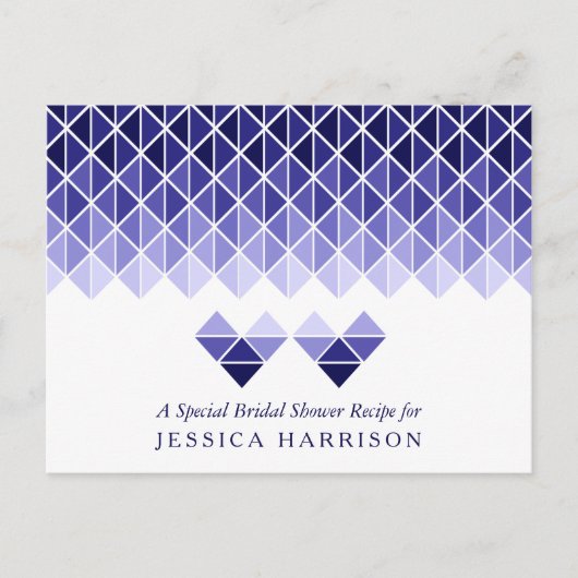 Blue Geometric Love Hearts Vrijgezellenfeest Uitnodiging Briefkaart (Voorkant)