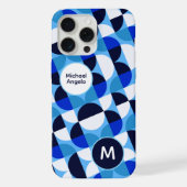 Blue Geometric Mosaic Bauhaus Monogram Custom Name (Verso)