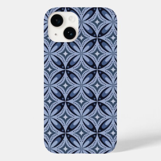 Blue Geometric Pattern Retro Style Case-Mate iPhone Case (Achterkant)