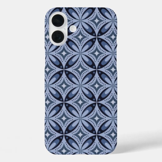Blue Geometric Pattern Retro Style Case-Mate iPhone Case (Achterkant)