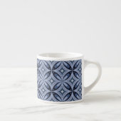 Blue Geometric Pattern Retro Style Espresso Kop (Rechts)