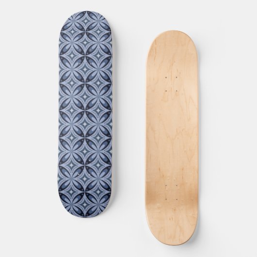 Blue Geometric Pattern Retro Style Skateboard (Voorkant)