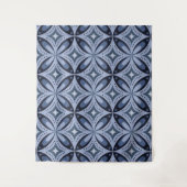 Blue Geometric Pattern Retro Style Wandkleed (Voorkant)
