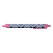 Blue Geometric Pattern Retro Style Zwarte Inkt Pen (Bodem)