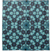 Blue Geometric Pattern with Radiant Glow Douchegordijn (Voorkant)