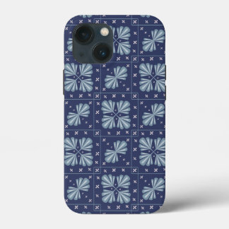 Blue Geometric shapes Pattern  iPhone 13 Mini Hoesje