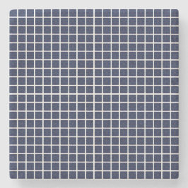 Blue Geometric Squares Stone Onderzetter