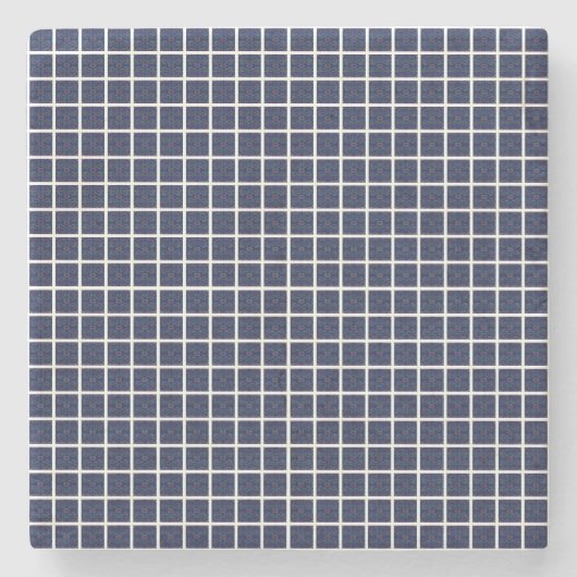 Blue Geometric Squares Stone Onderzetter (Voorkant)