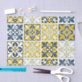  Blue Geometric Tiles Tissue Paper Tissuepapier (Craft)