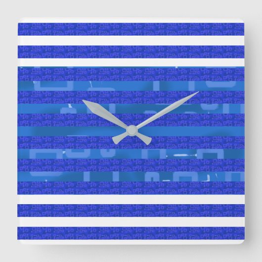 Blue Geometric Vierkante Klok (Voorkant)