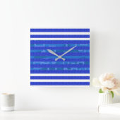 Blue Geometric Vierkante Klok (Huis)