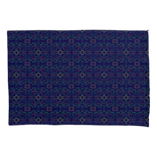 Blue Geometric Yellow Ovals Kussensloop (Voorkant)