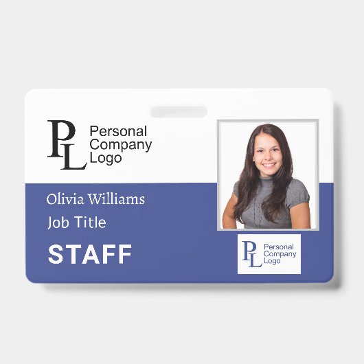 BLUE Gepersonaliseerd het Personeel van het Bedrij Badge (Voorzijde)