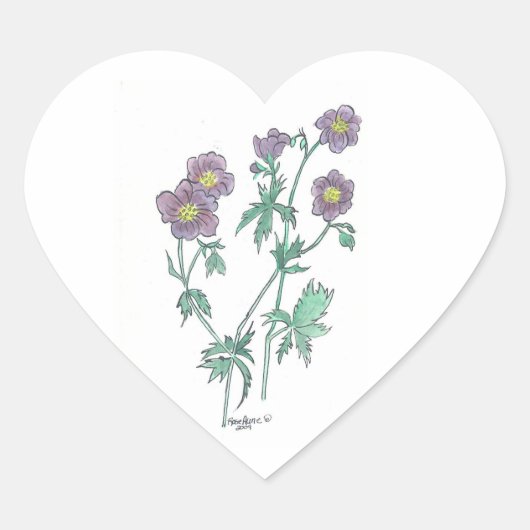 Blue Geranium Heart Sticker (Voorkant)