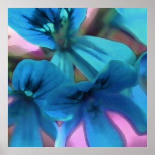 Blue Geraniums Poster