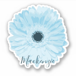 Blue Gerbera Daisy Flower Name Sticker