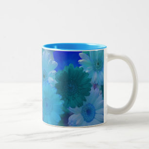 Blue Gerbera Daisy Flowers Photo Art Coffee Mugs Tweekleurige Koffiemok