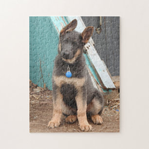 Blue German Shepherd Dog Blauwgroen Wood Legpuzzel