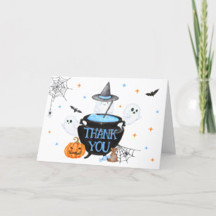 Blue Ghost Halloween Baby gaat Baby shower brouwen Bedankkaart