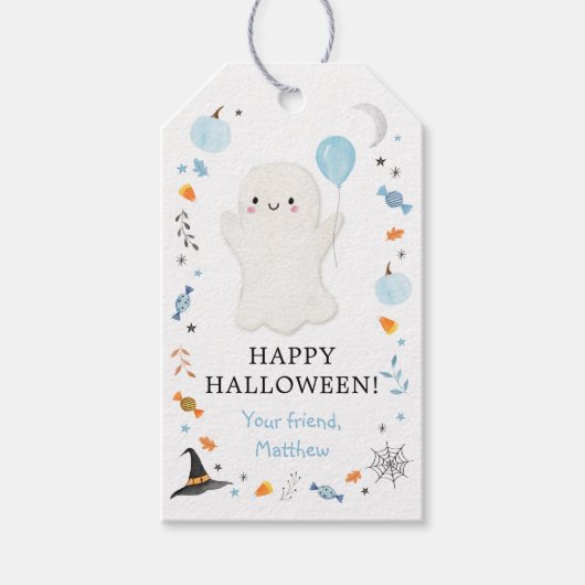 Blue Ghost Halloween Treat Cadeaulabel (Voorkant)