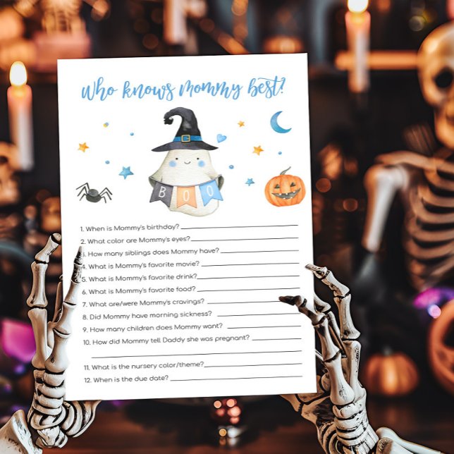 Blue Ghost Little Boo Wie kent mama het beste spel (Little Boo Baby Shower Who Knows Mommy Best Game)