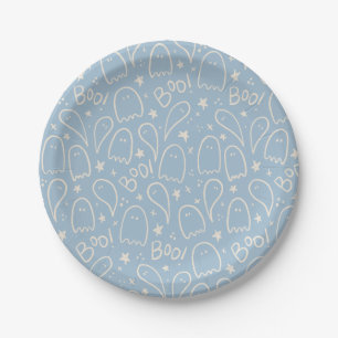 Blue Ghosts Halloween Pattern Paper Borden Papieren Bordje