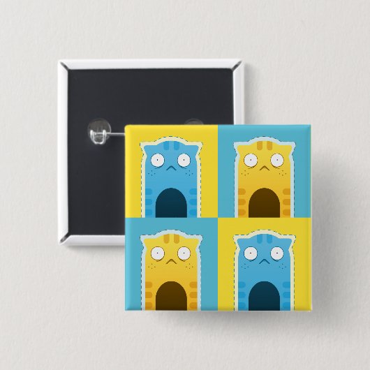 Blue Ginger Cat Square Button (Voorkant /achterkant)