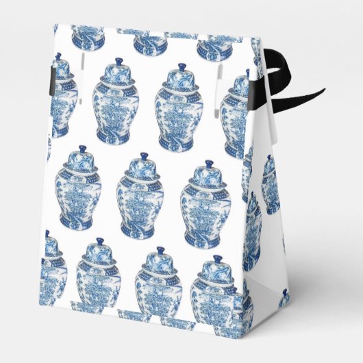 Blue Ginger Jar Jars Ribbon Party Favor Box Bedankdoosjes (Achterkant)