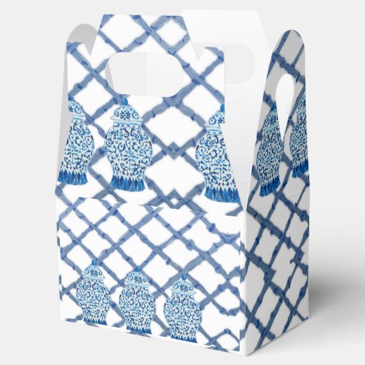 Blue Ginger Jar Jars Ribbon Party Favor Box Bedankdoosjes (Geopend)