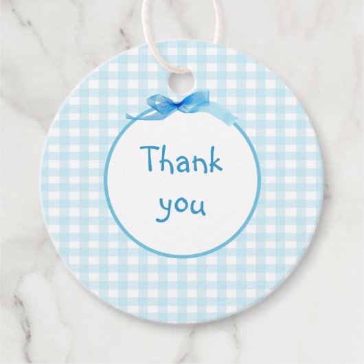 Blue Gingham 2 Bedankjes Labels (Voorkant)