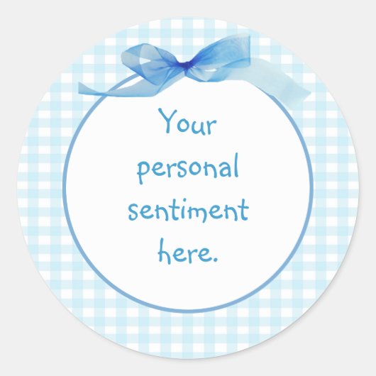 Blue Gingham 2 Ronde Sticker (Voorkant)