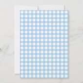 Blue Gingham and Bow Baby Shower Boy Kaart (Achterkant)