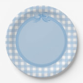 Blue Gingham and Bow Party Bord (Voorkant)