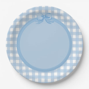 Blue Gingham and Bow Party Bord